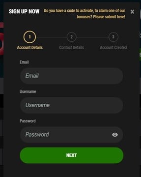 Million Vegas Sign Up